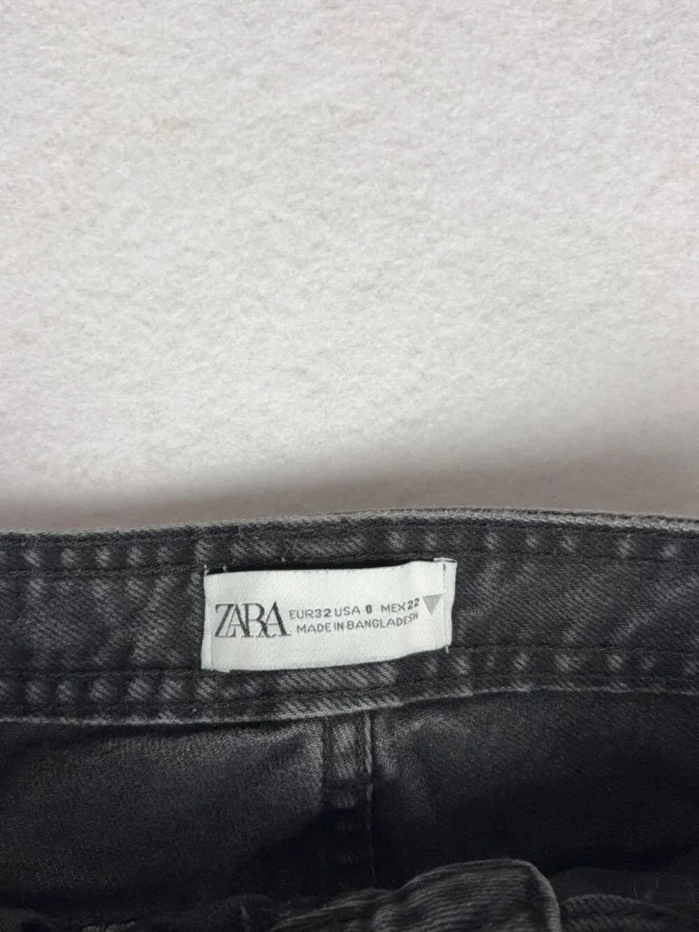 ZARA Asymmetrical Biker Cargo Jeans Women’s 0 Black Y2K Grunge Streetwear Baggy